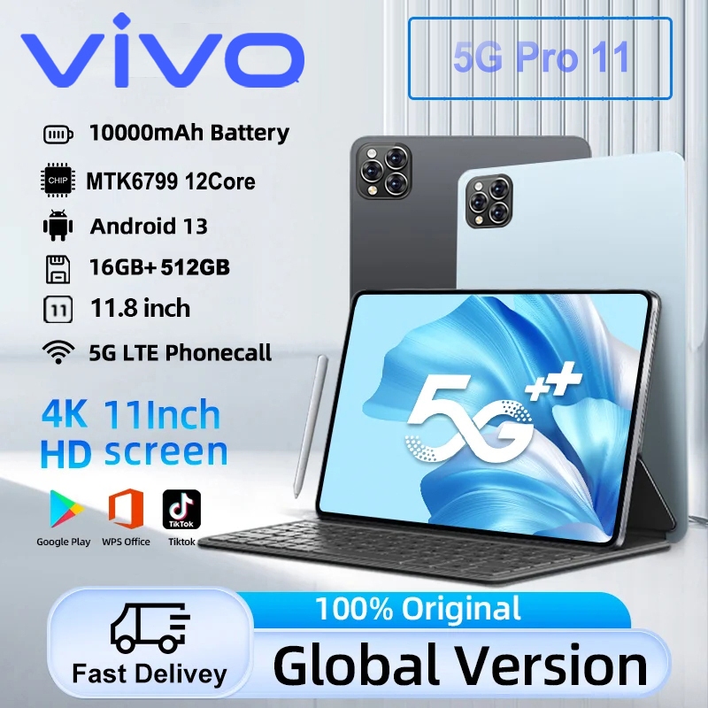 ซื้อ1 แถม 8🔥 VIVO ใหม่ ของขวัญ 11.8นิ้ว เอชดี แกะ16GB+512GB แท็บเล็ตราคาถูก รองรับ2ซิม 5G Tablet wifi แท็บเล็ต COD