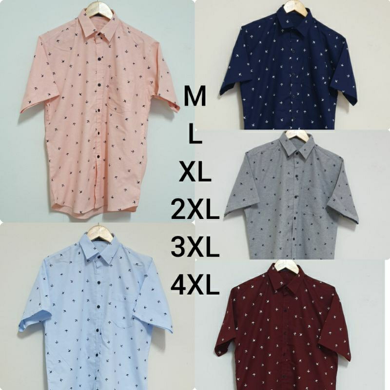 New 🔥 เสื้อเชิ๊ตลายนกนางแอ่น  SIZE M - 4XL  (รอบอก 40"-56")