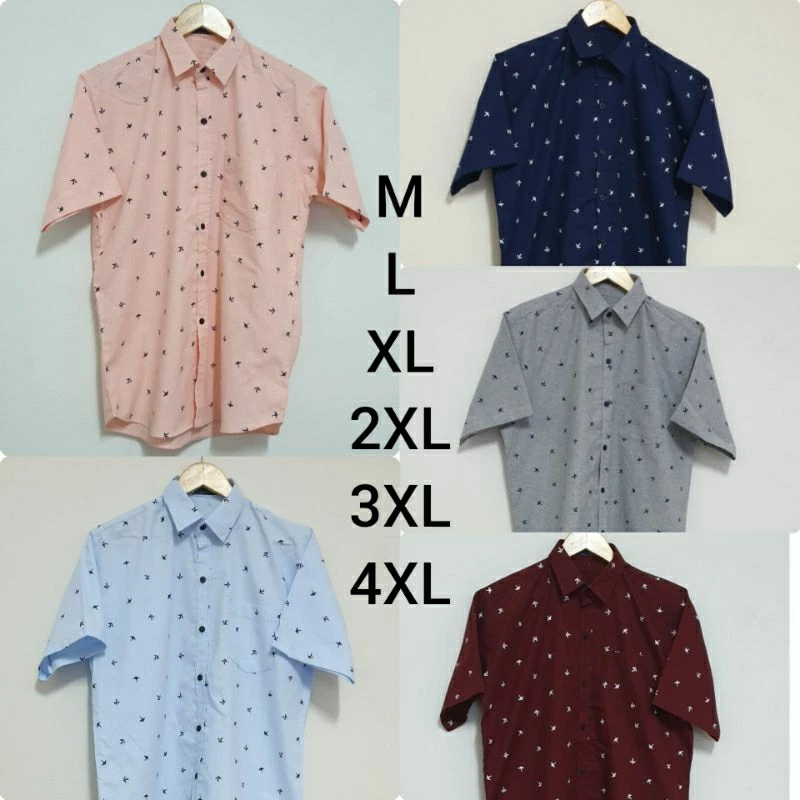 New 🔥 เสื้อเชิ๊ต ลายนกนางแอ่น SIZE M - 4XL (รอบอก 40"-56")