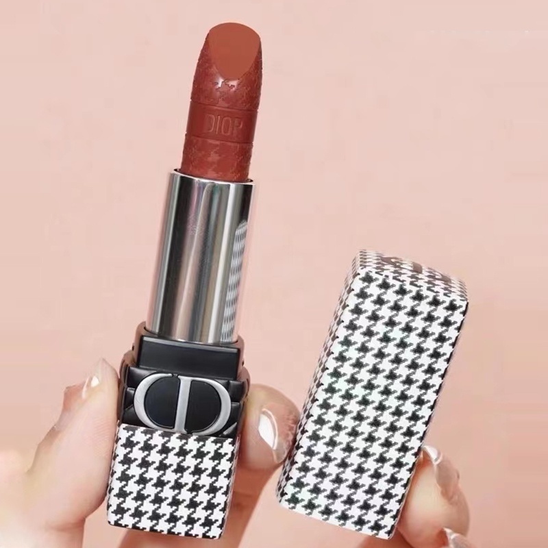 [ของแท้100%] Dior ลิปสติก/Dior Houndstooth Matte Lipstik Rouge Dior - New Look Limited Edition 3.5g