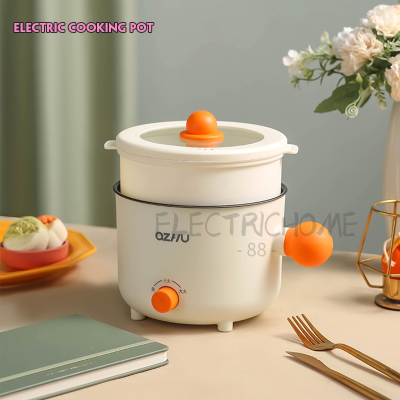หม้อไฟฟ้าอเนกประสงค์ ความจุ 1.5 ลิตร ควบคุมอุณหภูมิได้ 2 ปุ่ม Steamer นึ่ง ทอด กอเนกประสงค C0113