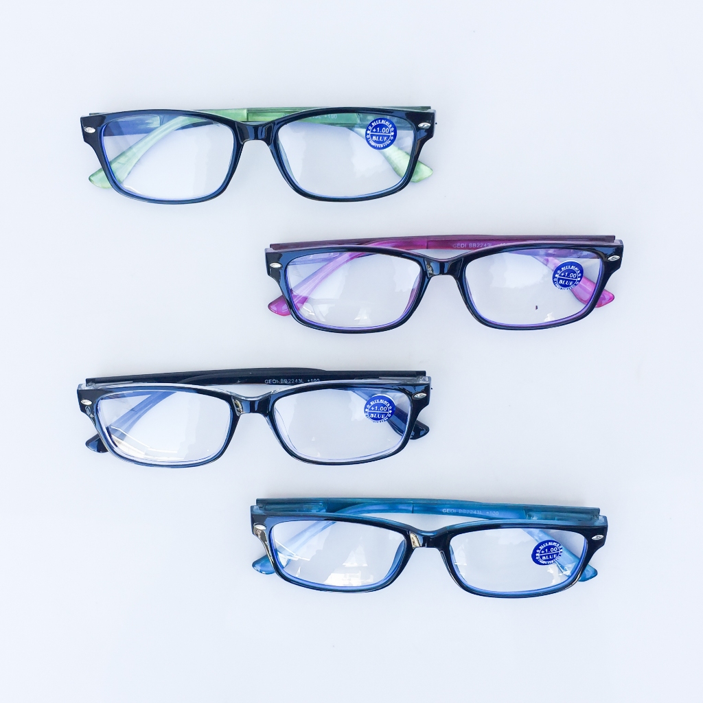 แว่นสายตายาว มีกรองแสงสีฟ้า Blue block สีสันสดใส เหมาะทั้งหญิงและชาย ทรงเหลี่ยมBB2243L