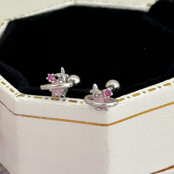 Suwann.na ต่างหู ต่างหูเงินแท้ จิว จิวเงินแท้ จิวดาวชมพู