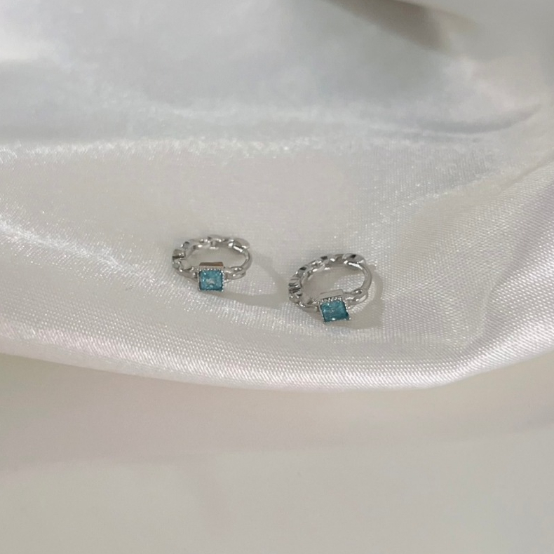326-littlegirl gifts-Mint cubic geometric earrings