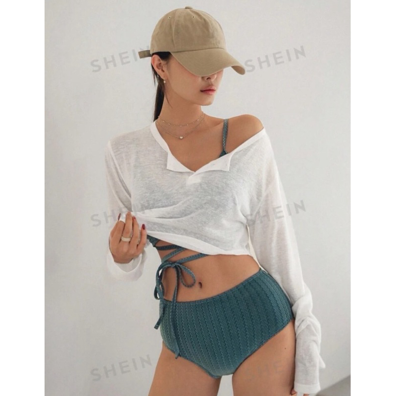 🎊mnv_shop🎊เสื้อครอปแขนยาว ผ้าสลาฟ ใส่ไปเที่ยวแบบสบายๆ ผ้าบางไม่ร้อน
