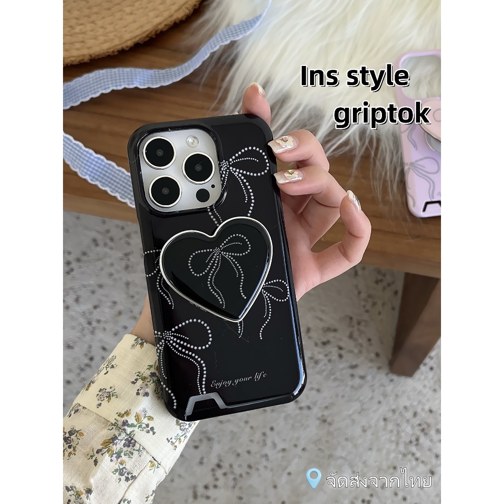 พร้อมส่ง เคสไอโฟน13 12 14 15 15Pro 15 Pro Max รัดกุม โค้งคำนับ รูปหัวใจ griptok กันน้ำ กันกระแทก แบบแข็ง iPhone Case