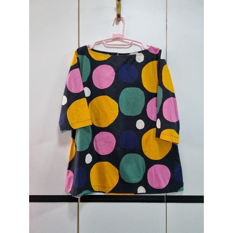 2nd PSS เสื้อคอปาก ผ้าคอตตอน พิมพ์ลายดอทใหญ่