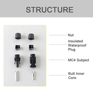 ขั่วต่อ MC4 สำหรับสายโซล่า PV cable 30A 1000V กันนำ้ IP68