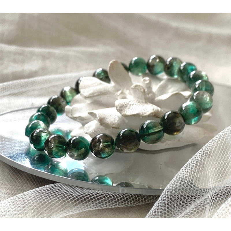 Rare Green Lepidolite 10 mm Bracelet Ultra High  Rare Green Gem Lepidolite Bracelet 10 mm for Healing, Worry, Dependency - รูปที่ 3