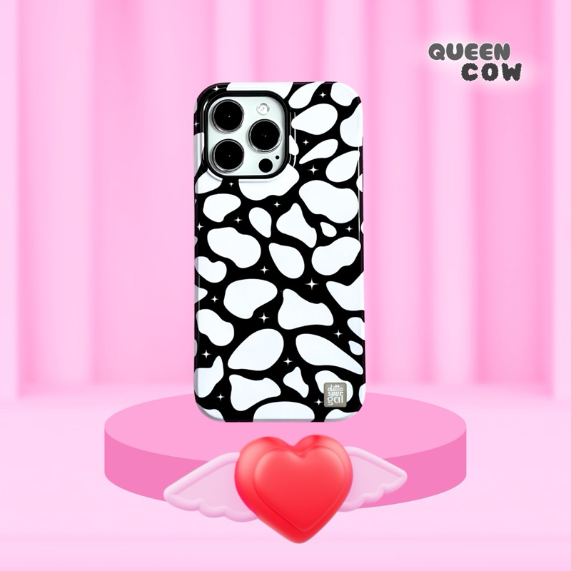 (MADE TO ORDER) เคสไอโฟน (CASE IPHONE) DITTO SOUR GAL (🖤 BABY BLACK) รุ่น 👑 QUEEN COW (เคสลายวัว)