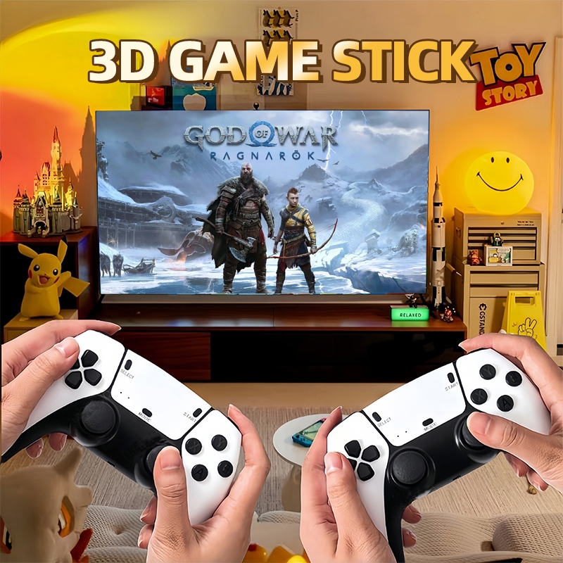 2024 3D Game Stick เกม HDMI 4K เครื่องเล่นเกมย้อนยุค ที่จับเกมบลูทูธ 64Gb ในตัวมี 40,000+ เกม