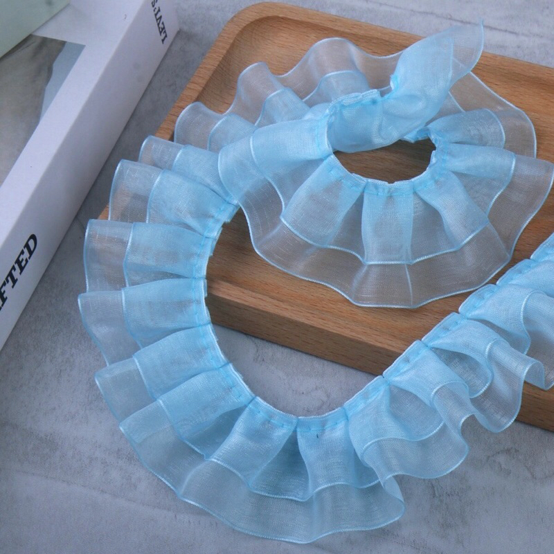 ระบายผ้าไหมแก้ว2ชั้น ลูกไม้ระบาย ลูกไม้ตกแต่ง - รูปที่ 4