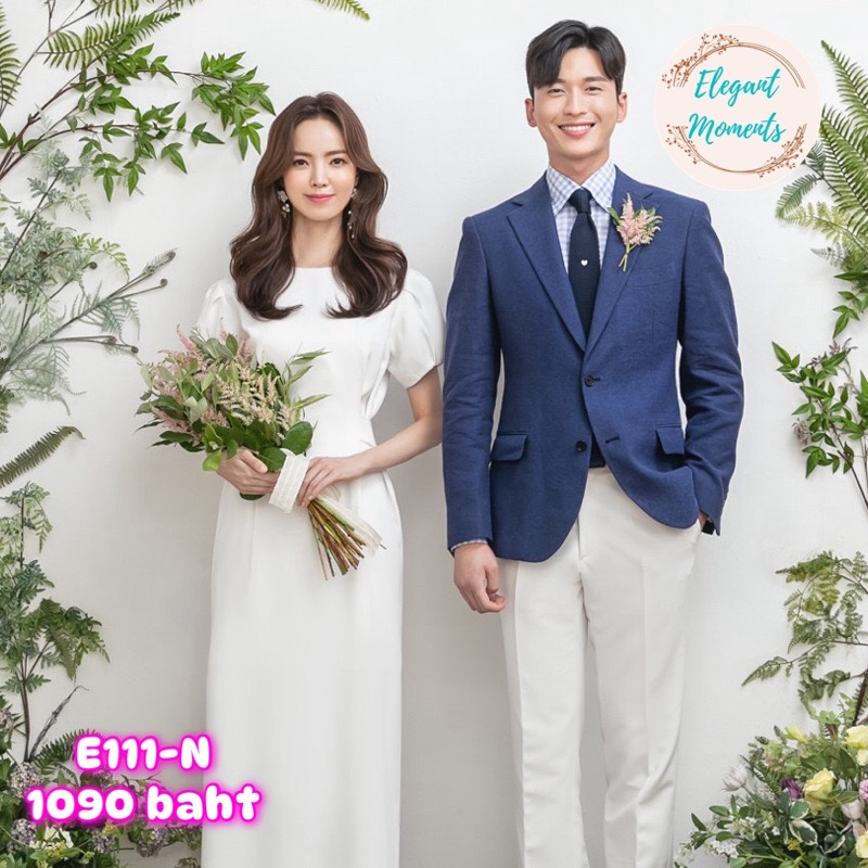 พร้อมส่งจากไทย รหัสE111-N ชุดแต่งงาน ชุดเจ้าสาว ชุดถ่ายพรีเวดดิ้ง ชุดafter party ชุดงานหมั้น เดรสยาว เดรสมินิมอล