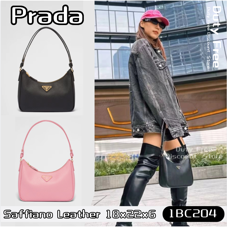 Prada Saffiano Prada Re-Edition Mini Shoulder Bag ปราด้✨กระเป๋าสะพาย/กระเป๋าถือผู้หญิงหนังวัว 1BC204