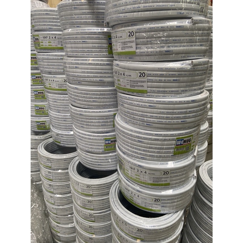 สายไฟ VAF 2x1.5/20m,เมตร สีขาว WEHUG
