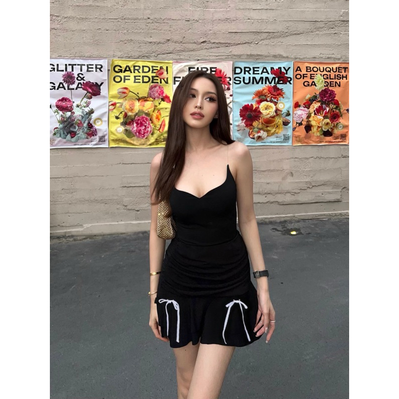 CURVF OTP Mini Skirt กระโปรงสั้นระบาย2ชั้น โบว์ถอดได้