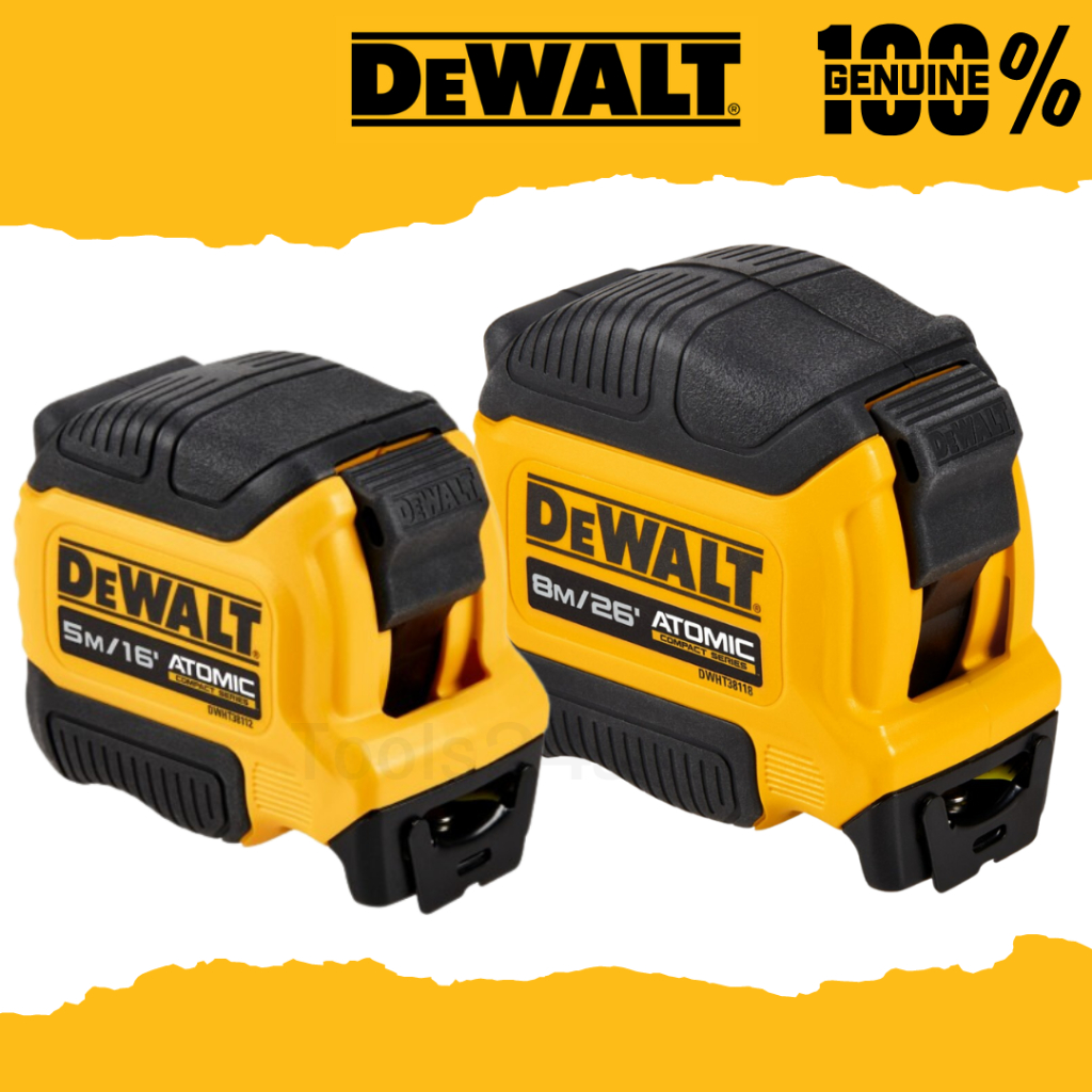DEWALT ตลับเมตร Atomic ขนาด 5 เมตร กับ 8 เมตร No.DWHT38112/DWHT38118