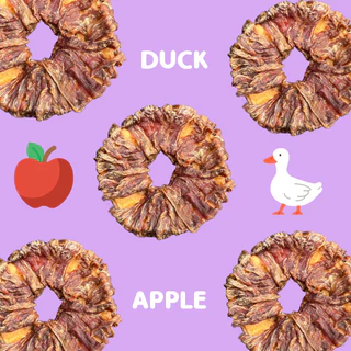 ขนมสุนัข Yummi Duck & Apple Donut🍩🍎🦆 โดนัทเป็ดพันแอปเปิ้ล 50g