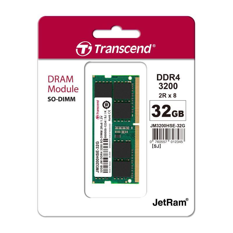 Transcend RAM 32GB JM DDR4 3200Mhz SO-DIMM 2Rx8 2Gx8 CL22 (JM3200HSE-32G)