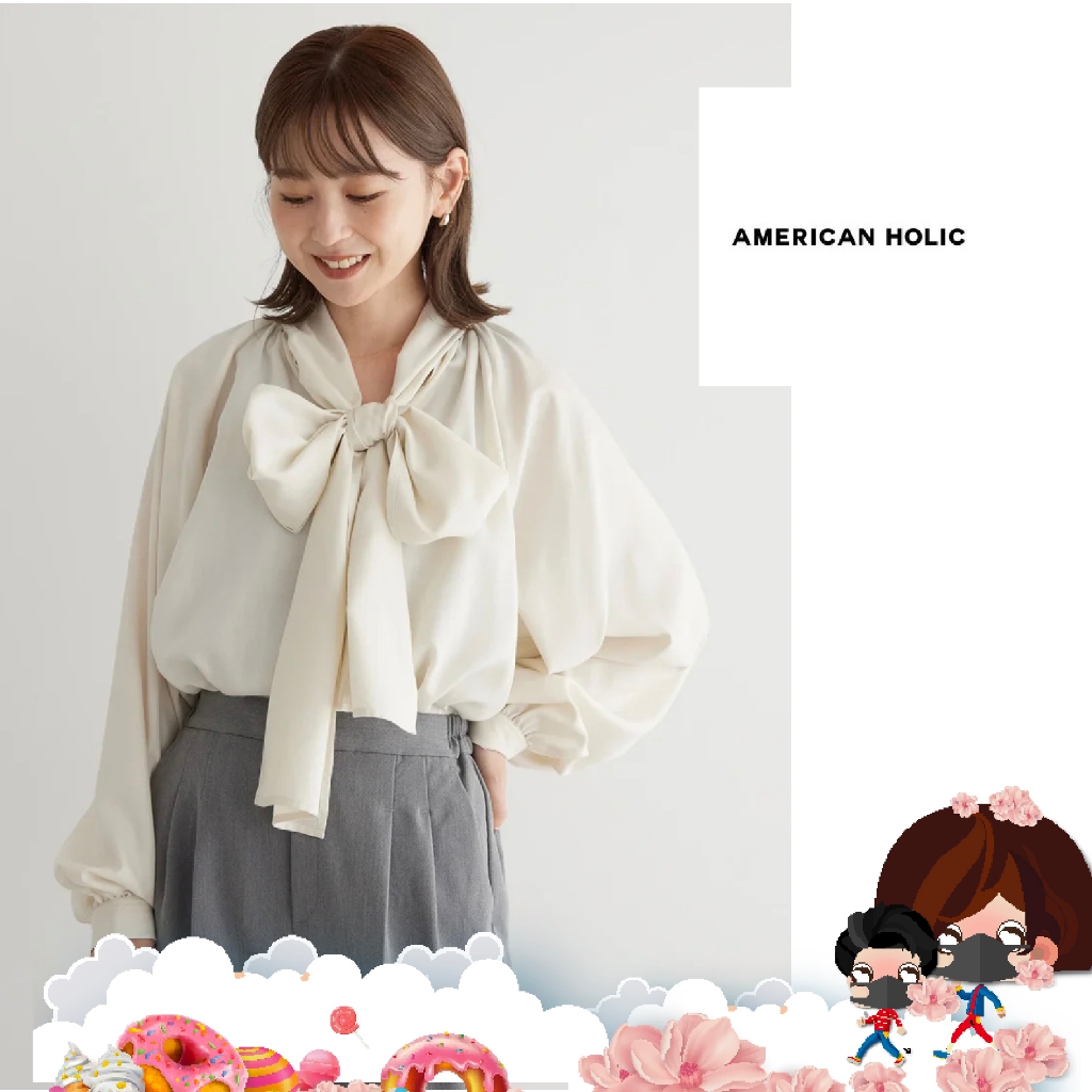 เสื้อเบลาส์ที่มีริบบิ้นสุดคลาสสิก AMERICAN HOLIC