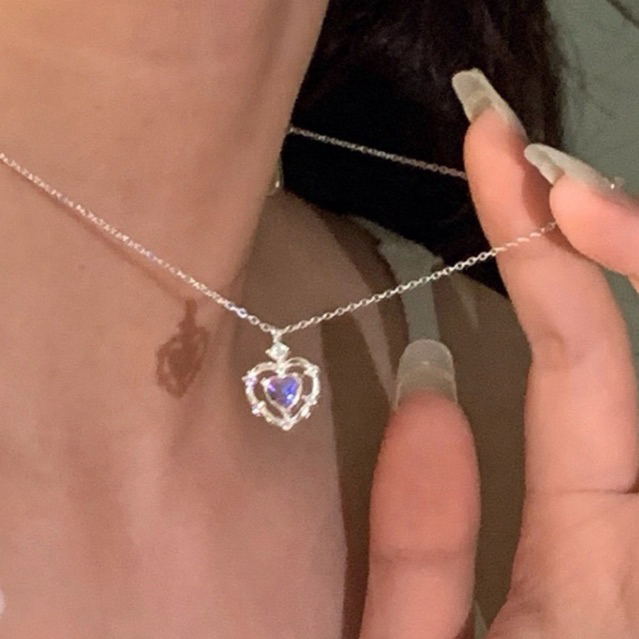 ꒰ สร้อยคอ Aura queen หัวใจออร่า สร้อยเงิน 925 สร้อยหัวใจมินิมอล ความรัก - Burwoodstore