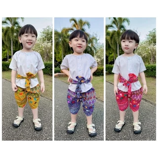 📮พร้อมส่ง...ชุดไทยเด็ก ชุดผ้าพื้นเมือง ชุดใส่ไปโรงเรียน ใส่งานเทศกาลต่างๆ (เซตงาน 3 ชิ้น)