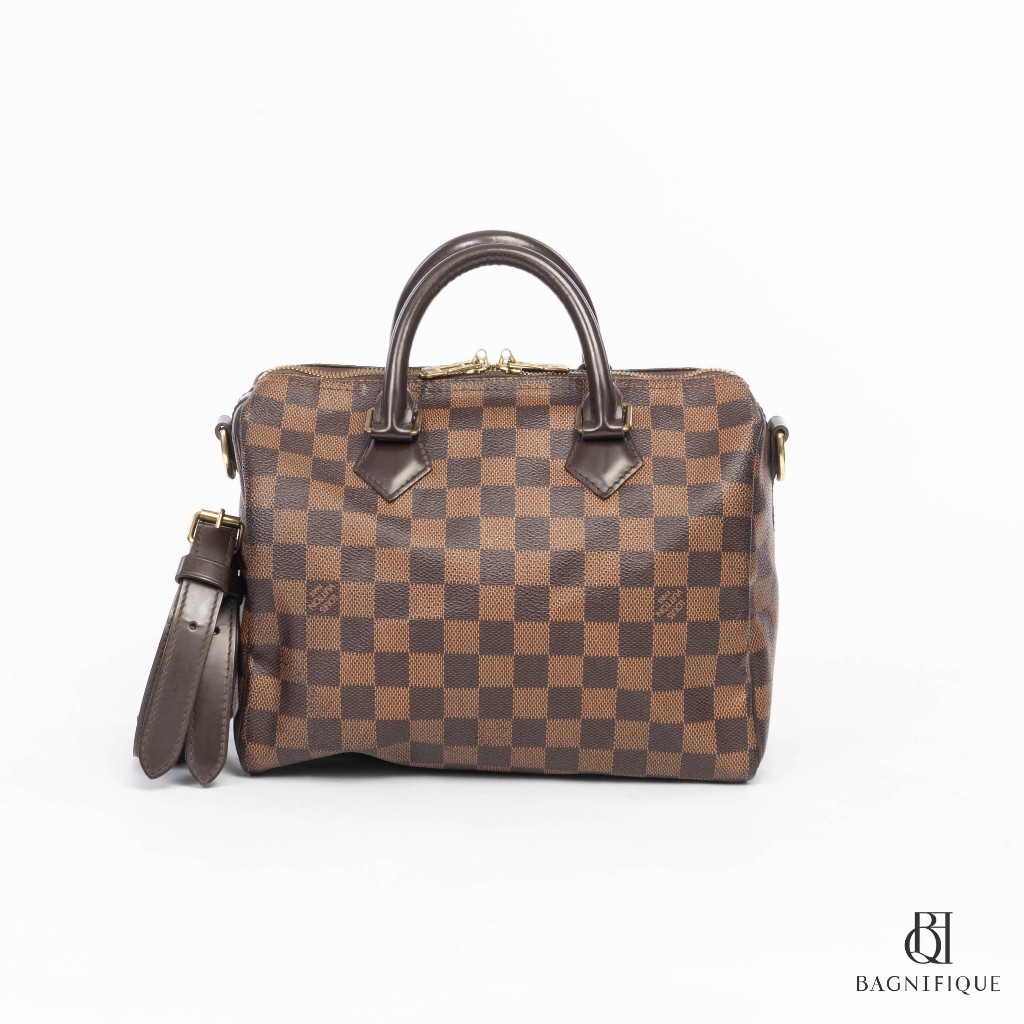 L V SPEEDY BAND 25 BROWN DAMIER CANVAS GHW