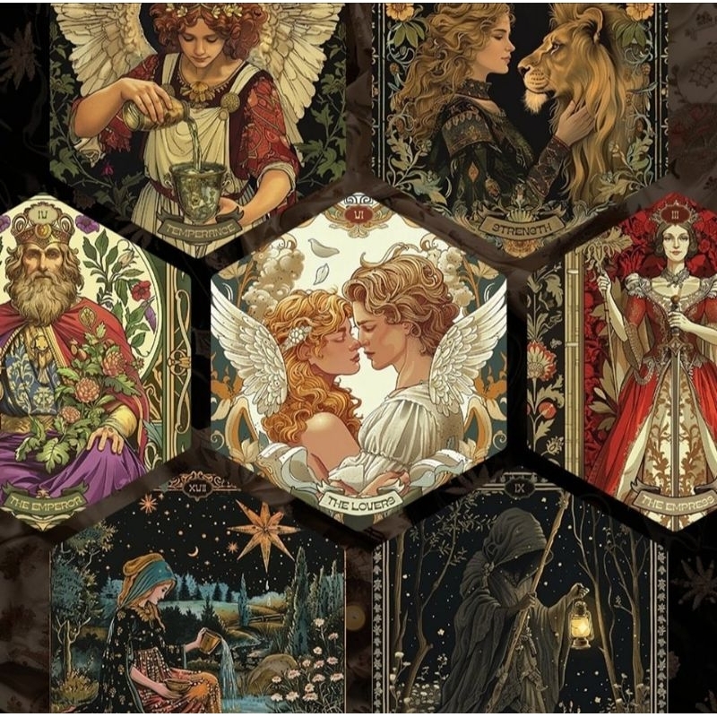 Hexagon Tarot ไพ่ยิปซีกล่องไม้รูปทรงหกเหลี่ยม ไพ่ยิปซี ไพ่ทาโร่ต์ Tarot deck