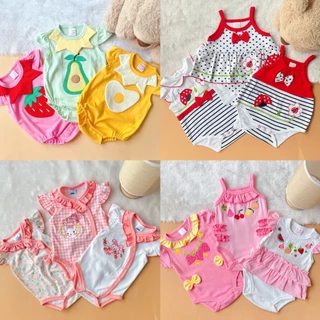 Lux Children บอดี้สูทรอมเปอร์ ชุดเด็กผู้หญิง ลูกสาวลายการ์ตูน สำหรับแรกเกิด -9 เดือน ได้เป็นเซตตามรูป