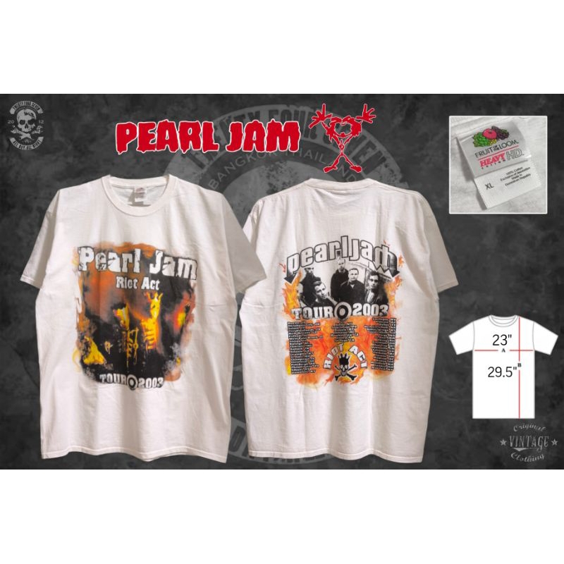 เสื้อวงแท้ Pearl Jam Riot Act Tour 2003 T-Shirt