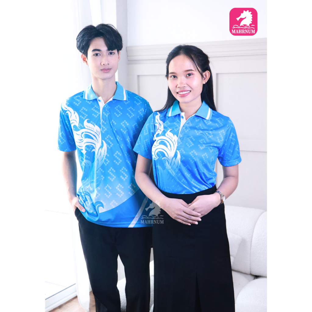 สินค้าขายดี เสื้อโปโลผ้ากีฬา ลายขอ1 สีฟ้า (ตัวเปล่า)