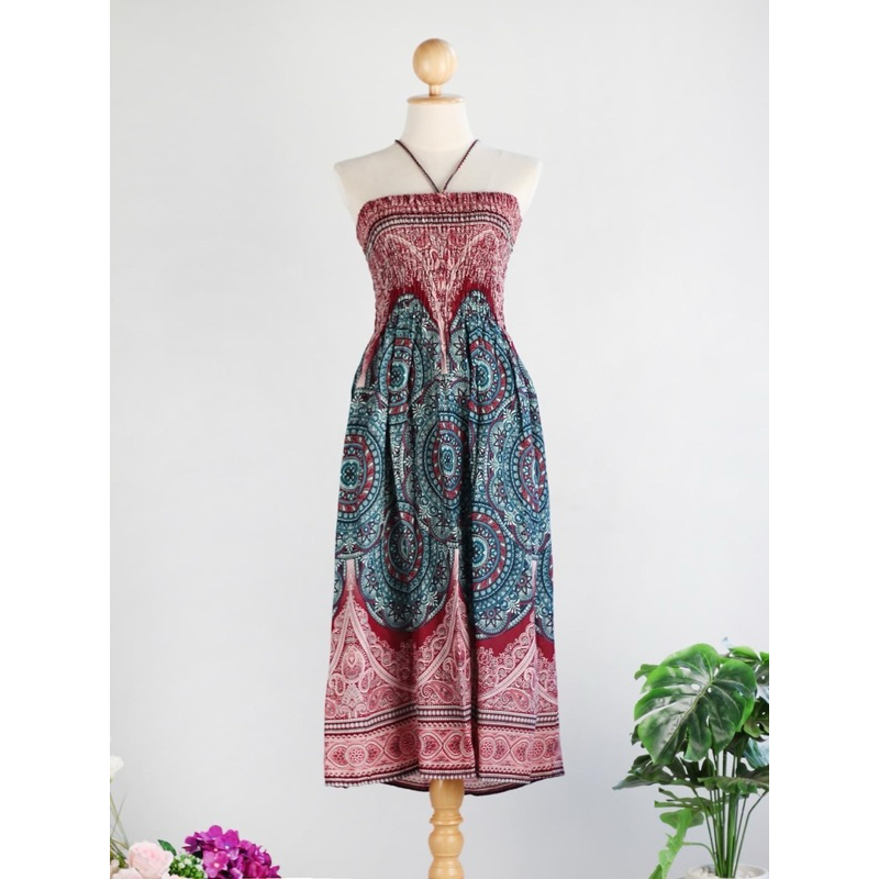 INTERชุดแซกยาวลายช้าง ลายสวยเก๋ ใส่สบาย ผ้าสปันเรยอน - รูปที่ 7