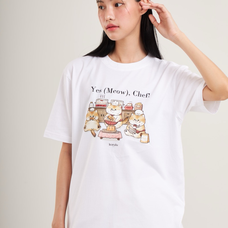 korulu Yes Meow Chef | Basic T-Shirt เสื้อยืดสกรีนลาย คอตตอน Cotton USA นู๊มมม ทน สู้ทุกความร้อน