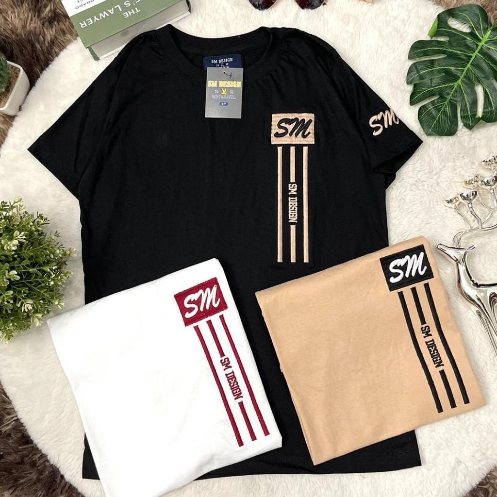 SM011 คอกลมแขนสั้นปักอกปักแขนSm ชญ SMLXL