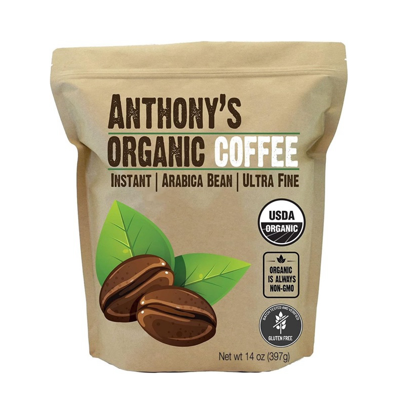 (397 G) กาแฟออแกนิค Anthony's Organic Instant Coffee,14oz, Ultra Fine Microground, Gluten Free,