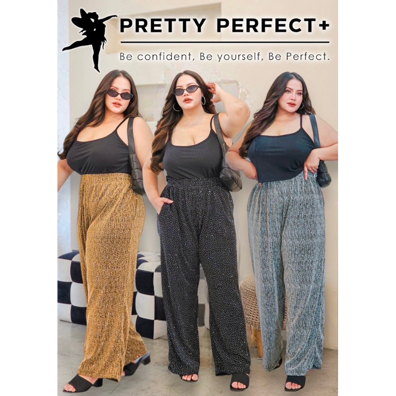 Glitter Perfect Pants กางเกงขายาวทรงกระบอกเอวสูง เอว 36-60”