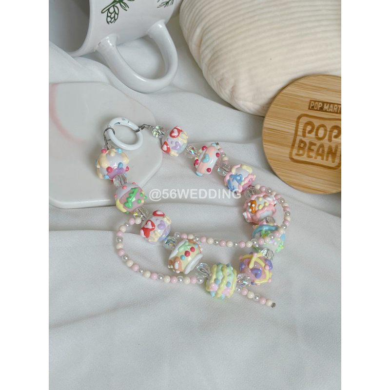 (พร้อมส่ง24ชม) สายคล้องโทรศัพท์ สายเคเบิ้ล ลูกปัดแฮนด์เมค