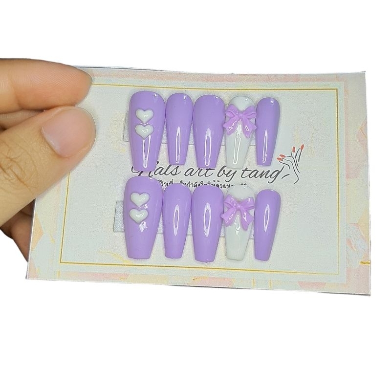 Love Nails By Tang เล็บปลอม ทรงบัลเล่ ติดอะไหล่