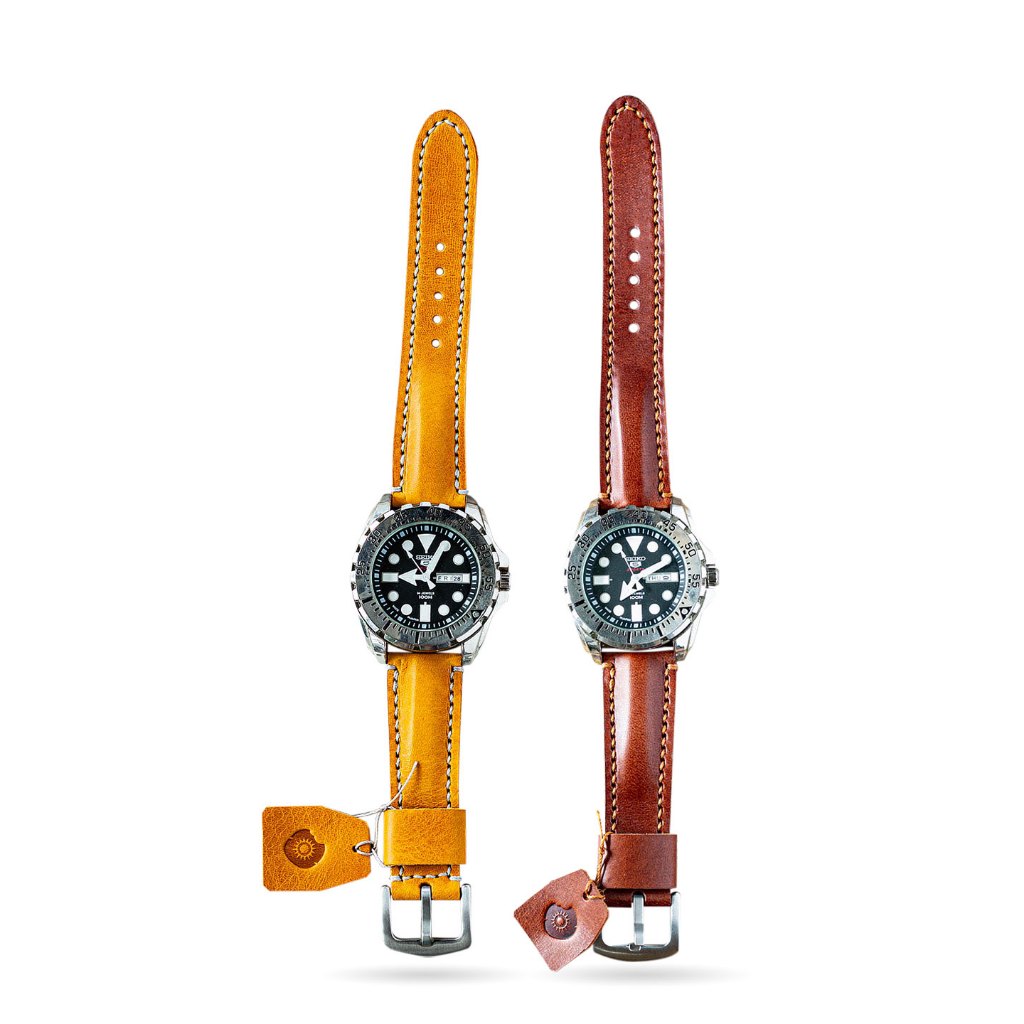 สายนาฬิกาข้อมือ, งานแฮนด์เมด, CLASSIC-S-M, Handmade Leather Watch strap, Italian Veg Tanned