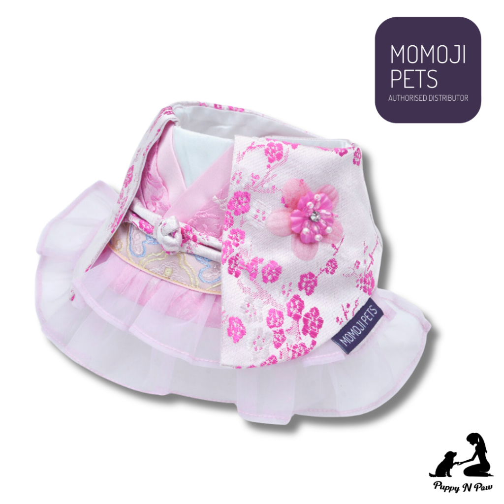 Momoji Shine Pink Blossom Pet Bib ชุดสุนัข ชุดแมว