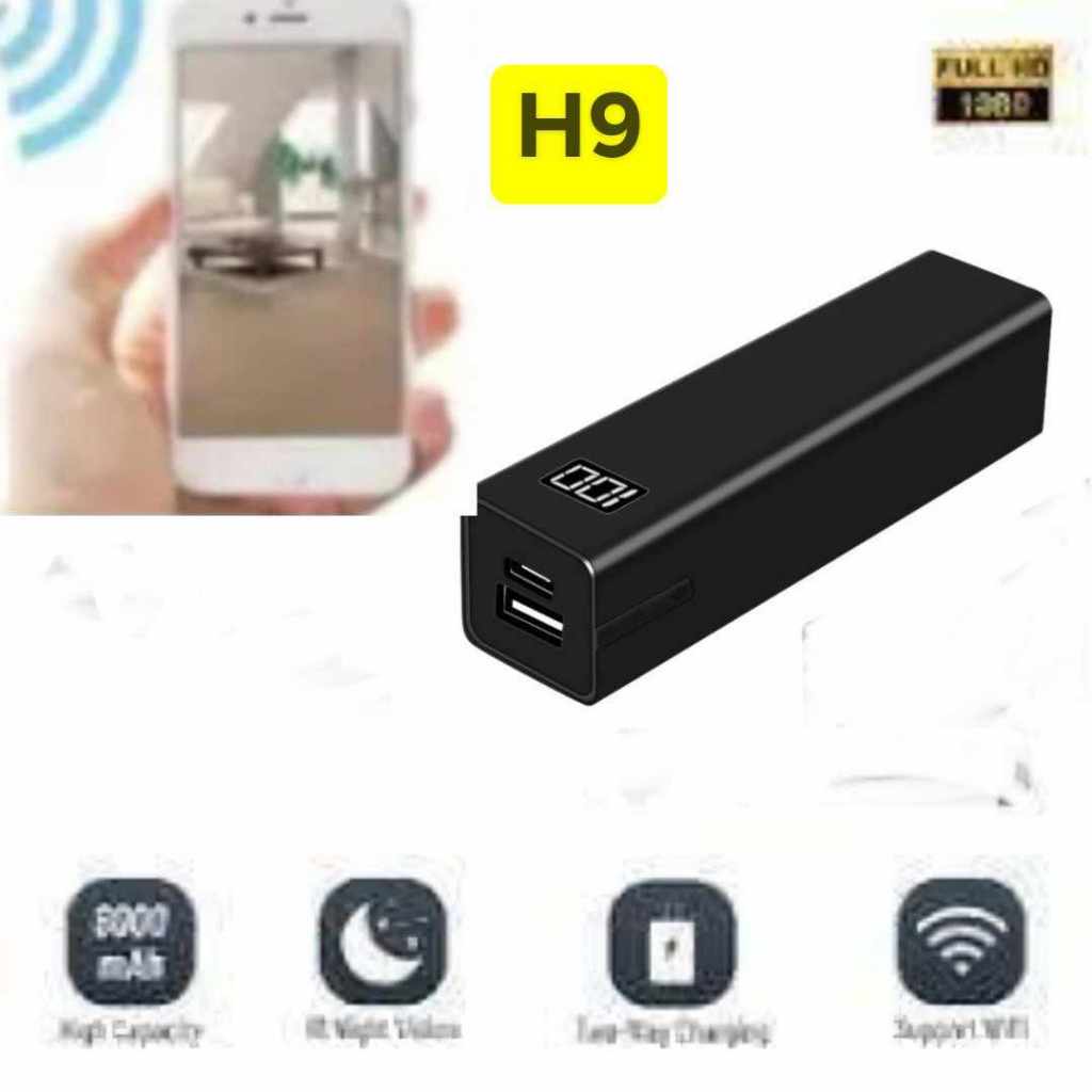 H9กล้องบันทึกVDO เป็นpower bank ในตัว บันทึกภาพในที่มืดสนิทได้ ดูผ่านมือถือได้