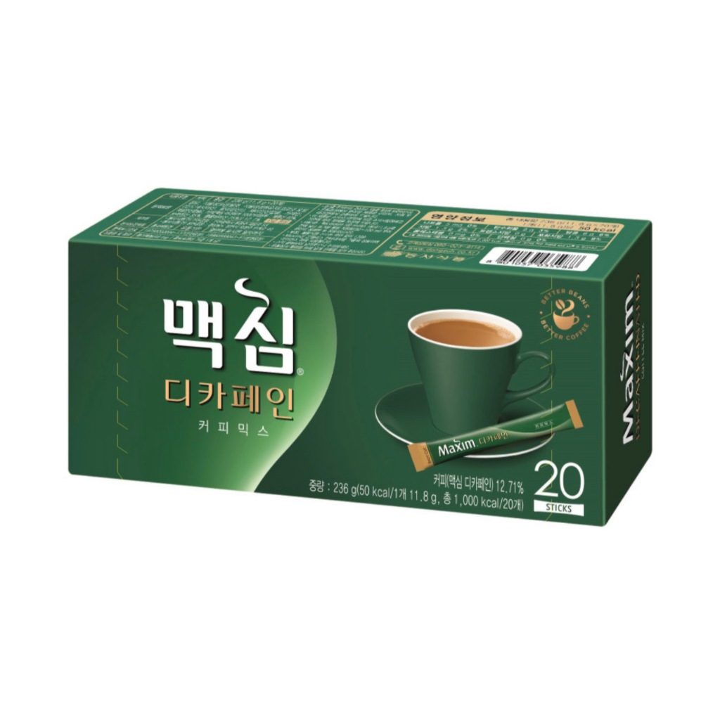 [ของแท้] 맥심디카페인 Maxim Decaffeinated Coffee (กาแฟ 3 in 1 สูตรไม่มีคาเฟอีน 20 ซอง) 236g