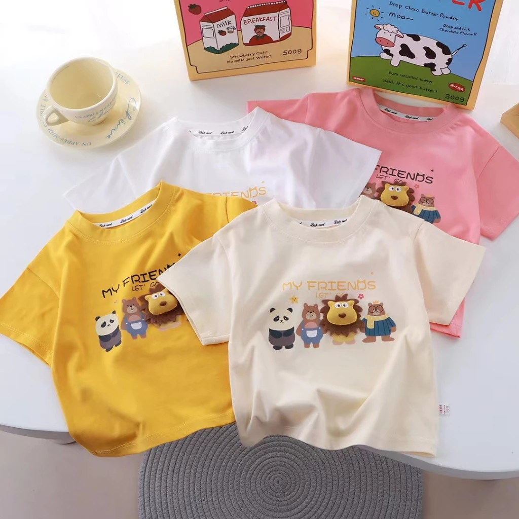 Babyonline(Y362)A5 (ส่งด่วน1วัน)เสื้อยืดคอกลมแขนสั้นสำหรับเด็กลายการ์ตูนสุดน่ารัก ผ้าฝ้าย นิ่ม ระบายอากาศ