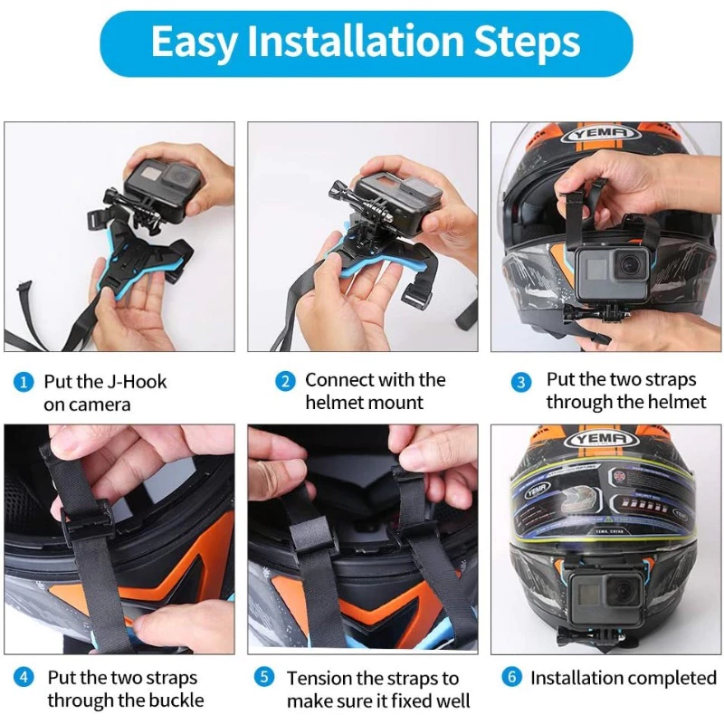 Telesin GoPro / DJI / Insta360 Motorcycle Helmet Strap Mount ที่ยึดติดหมวกกันน็อค thumbnail 5