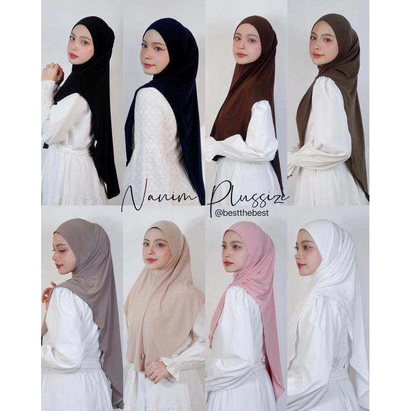 ฮิญาบผ้ายืดผืนใหญ่Nanimhijab Plus-sizeขนาดใหญ่ 𐙚 ⋆˚.⋆ หน้าสั้นหลังยาว ทรงนางฟ้า ผ้ายืดIty