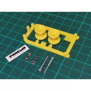 [ครบ10สี] โรลเลอร์ถ้วยพลาสติก 12/13mm (วางจมกันชนหน้า SFM ได้) - Mini4WD Low Friction Plastic Double Rollers (13-12mm)