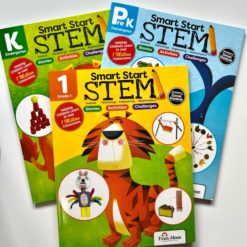 Smart Start STEM workbook for 3-6 years old ,Grade Pre-K GK G1 Activity Book Hands-on STEM Activities