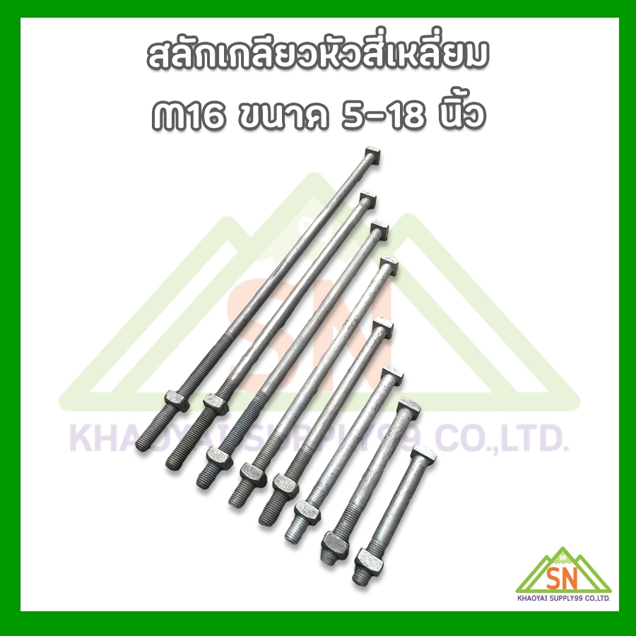 สลักเกลียวหัวสี่เหลี่ยม M16