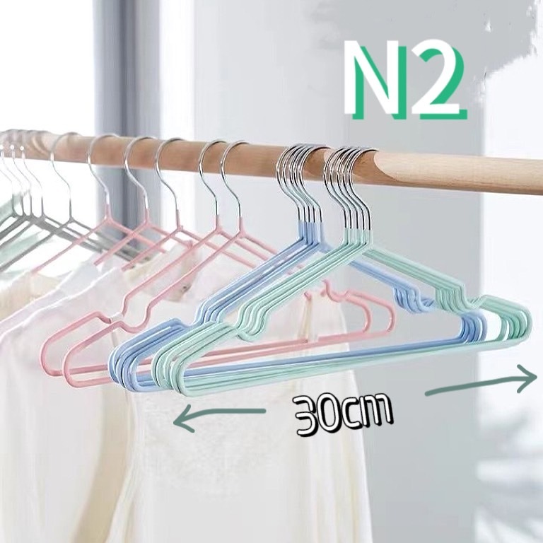 JSshop ไม้แขวนเสื้อสแตนเลสเคลือบซิลิโคน ขนาด 30 cm. 1 แพค 10 ชิ้น รุ่น.N2
