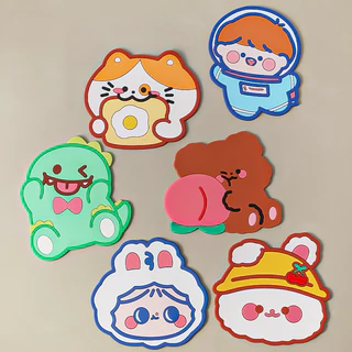 พร้อมส่งจากไทย💥 แผ่นรองแก้ว จานรองแก้ว กันลื่น ลายการ์ตูนน่ารัก แผ่นรองแก้วซิลิโคน